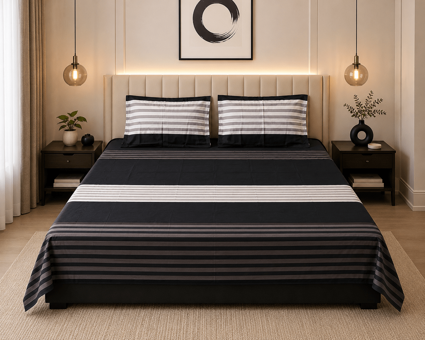 Slate & Ivory Bedsheet Set - 3pcs - Burgundy