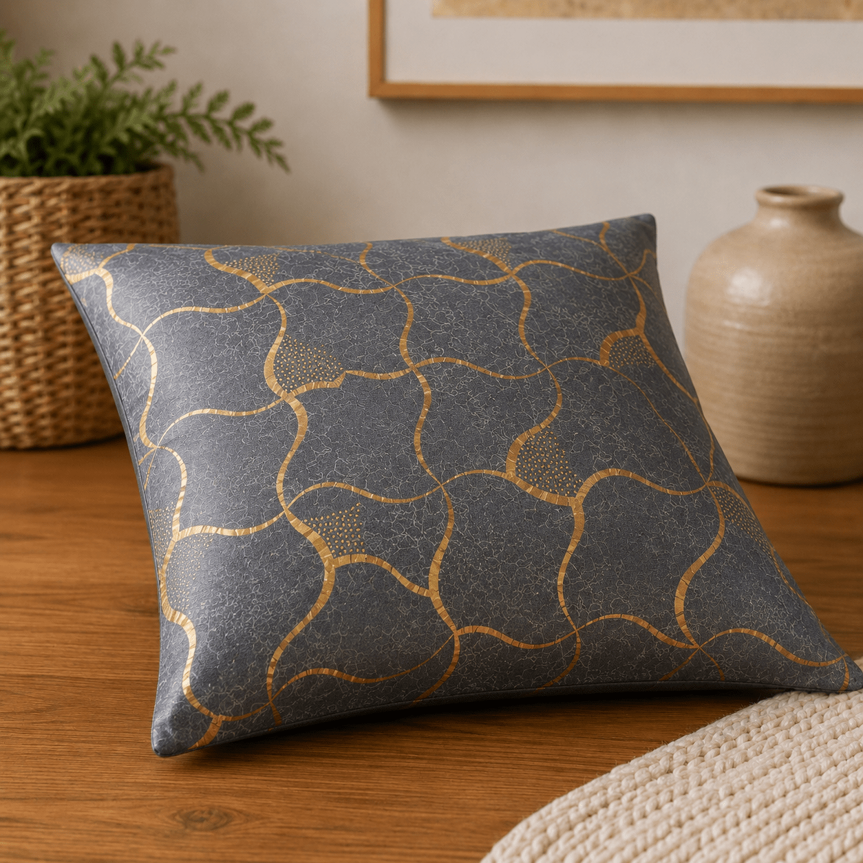 Velvet Gold Foil Cushion Cover - Pack Of 2 - Burgundy