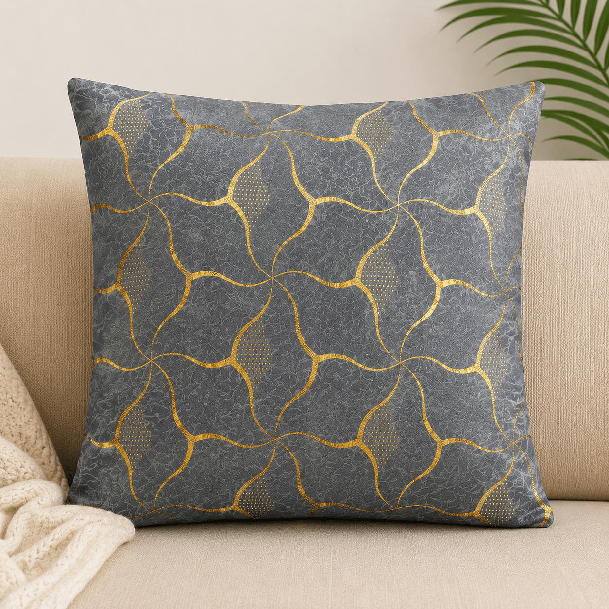 Velvet Gold Foil Cushion Cover - Pack Of 2 - Burgundy