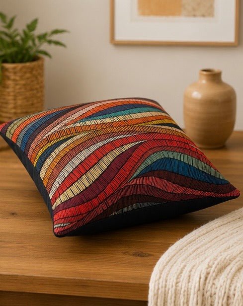 Woven Pattern Cushion Cover - Pack Of 2 - Burgundy