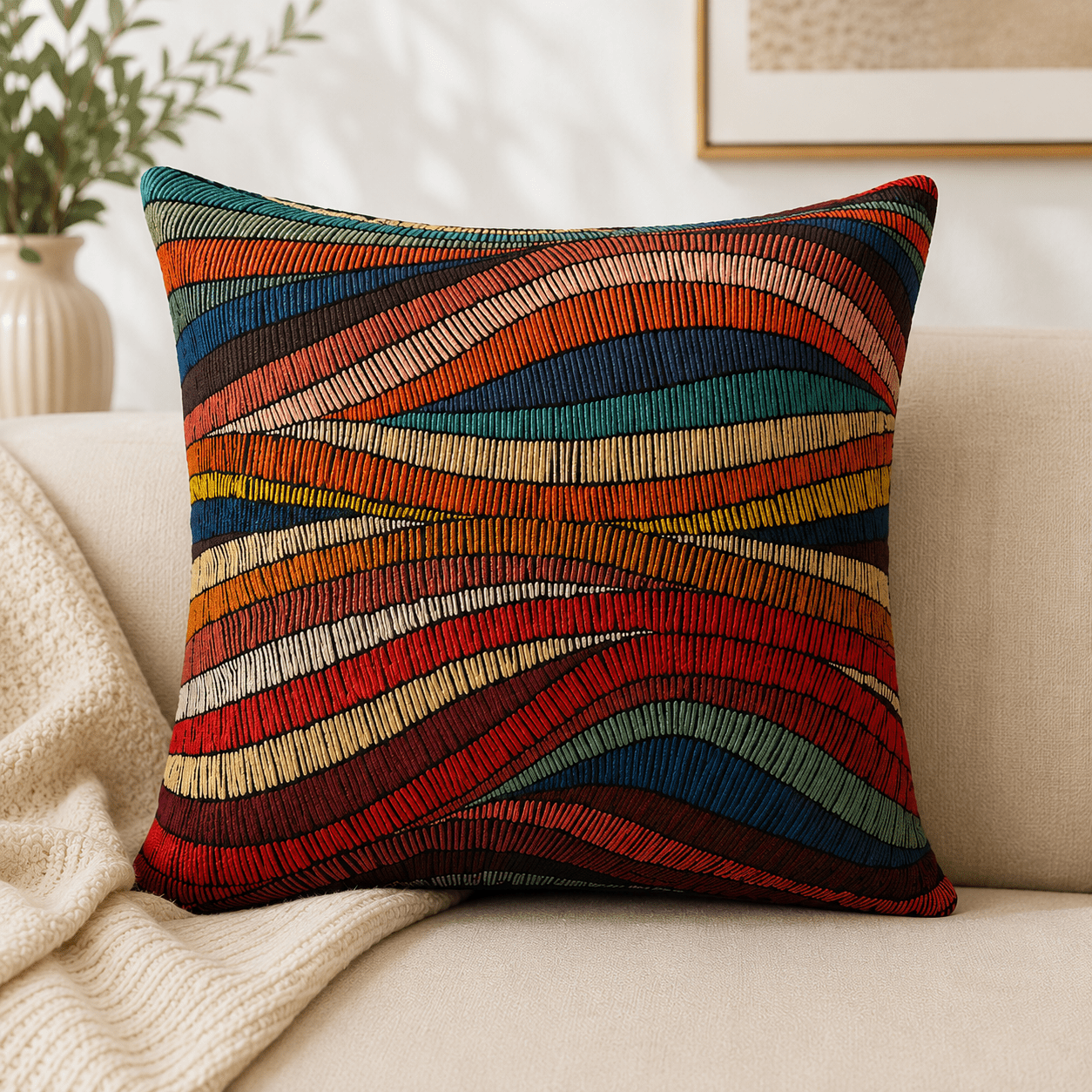 Woven Pattern Cushion Cover - Pack Of 2 - Burgundy